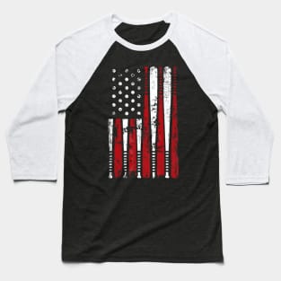 VIntage Baseball Bat American USA Flag Baseball T-Shirt